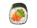 Rolka sushi z łososiem i awokado. Zastanawiasz się, ile waży sushi? Ta porcja jest idealna na przekąskę.