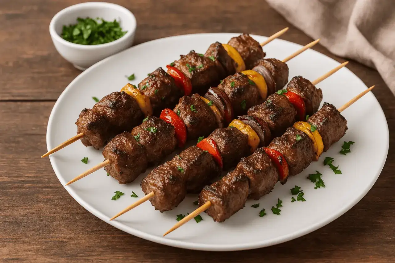 Soczyste szaszłyki z baraniny z papryką i cebulą, idealne do grillowania. Poznaj sekret, jak przyprawić baraninę na grilla, by była aromatyczna i delikatna.